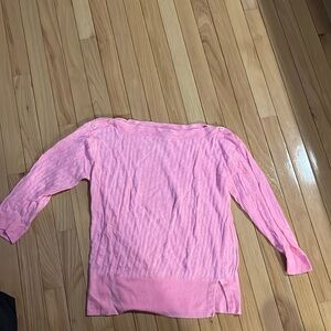 JCrew 100% linen sweater boat neck w button details 3/4 sleeve bubblegum pink XL